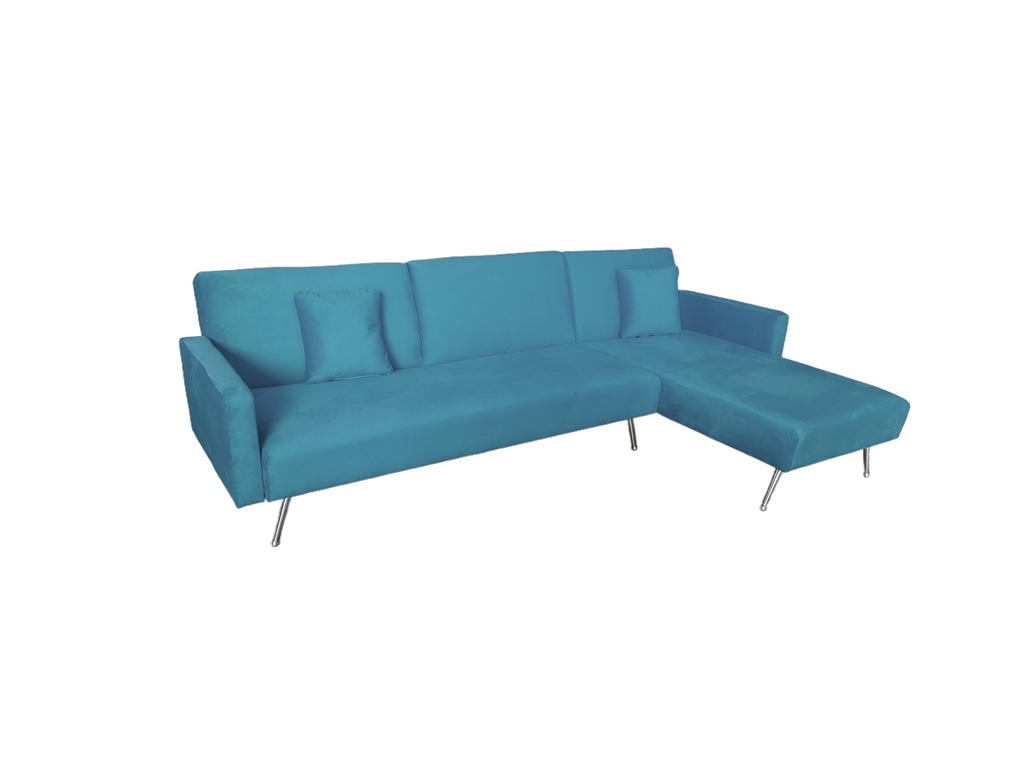 CANAPE D'ANGLE PIED METAL BLEU