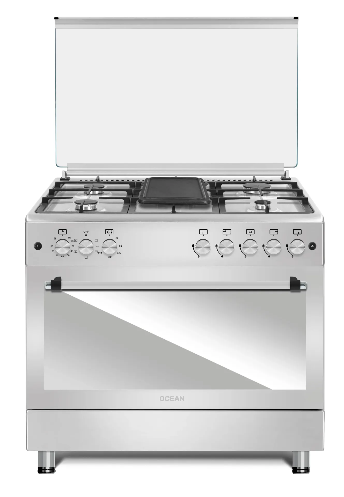 CUISINIERE OCEAN 5FG + FE INOX 60X90