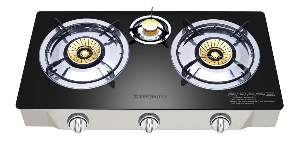 [WTIL3819GIGR] TABLE CUISSON GAZ VITRE 3 FEUX WESTPOINT