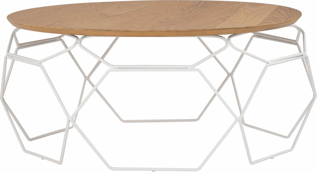 [132082] TABLE BASSE NANO 80CM BOIS NATUREL / BLANC