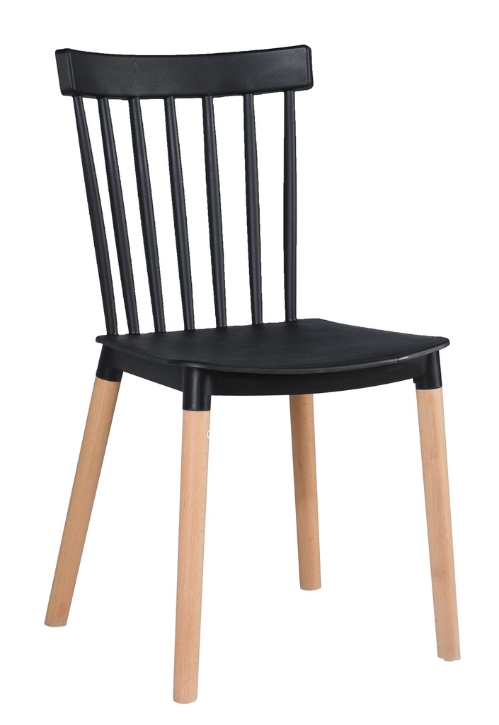 [C08BLACK] CHAISE NOIRE PIEDS BOIS