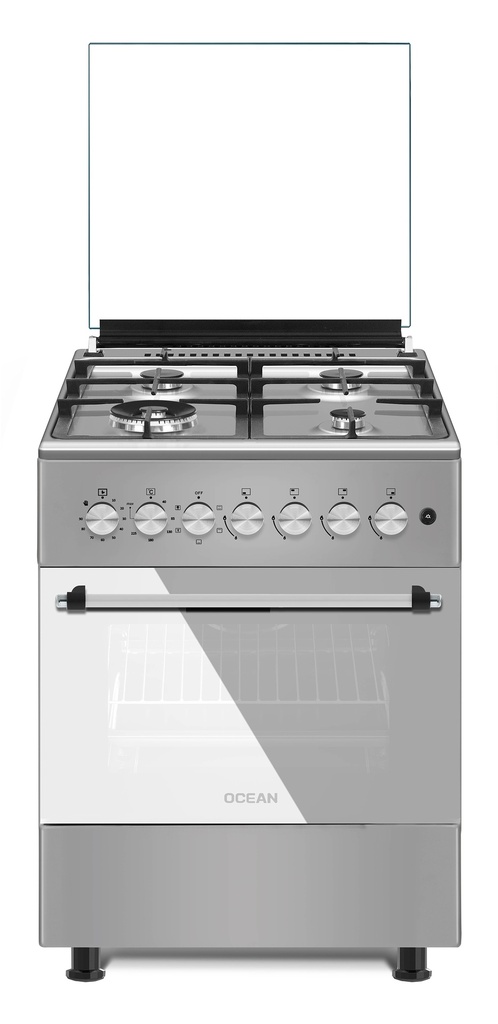CUISINIERE 4 FEUX FOUR GAZ + FOUR ELECTRIQUE INOX OCEAN
