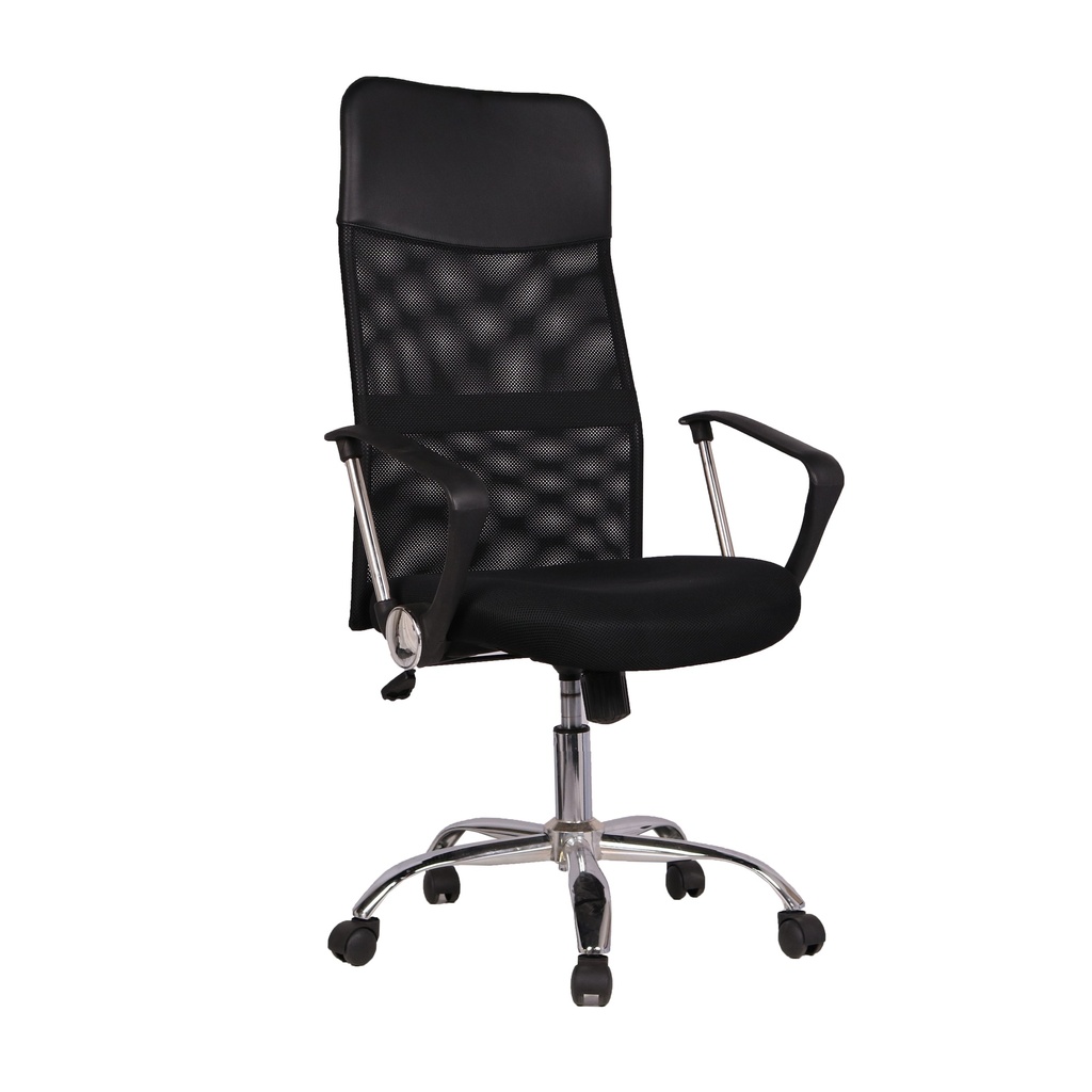CHAISE DE BUREAU NOIR DOSSIER HAUT AVEC ACCOUDOIRS NOIR