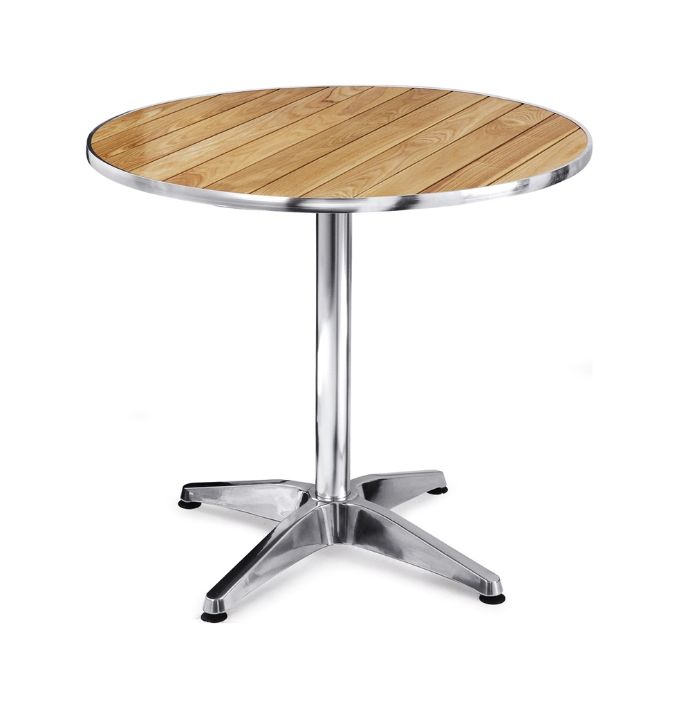 TABLE ALUMINIUM ET RATTAN 70x70