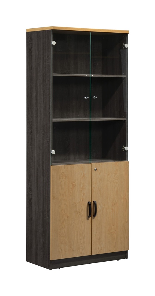 ARMOIRE DE BUREAU 2P VITRE 2P BOIS 800*420*2035