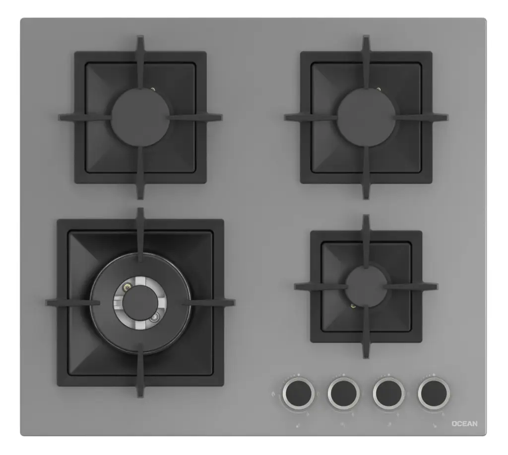 TABLE DE CUISSON GAZ 4 FOYERS ENCASTRABLE VERRE GRIS