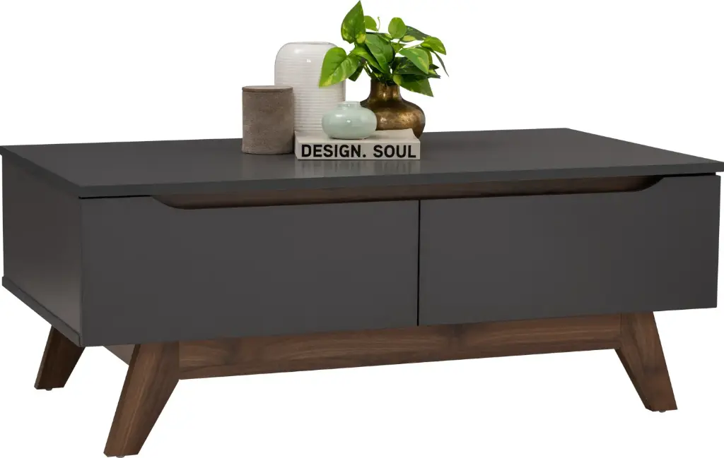 TABLE BASSE 2 TIROIRS NOIR