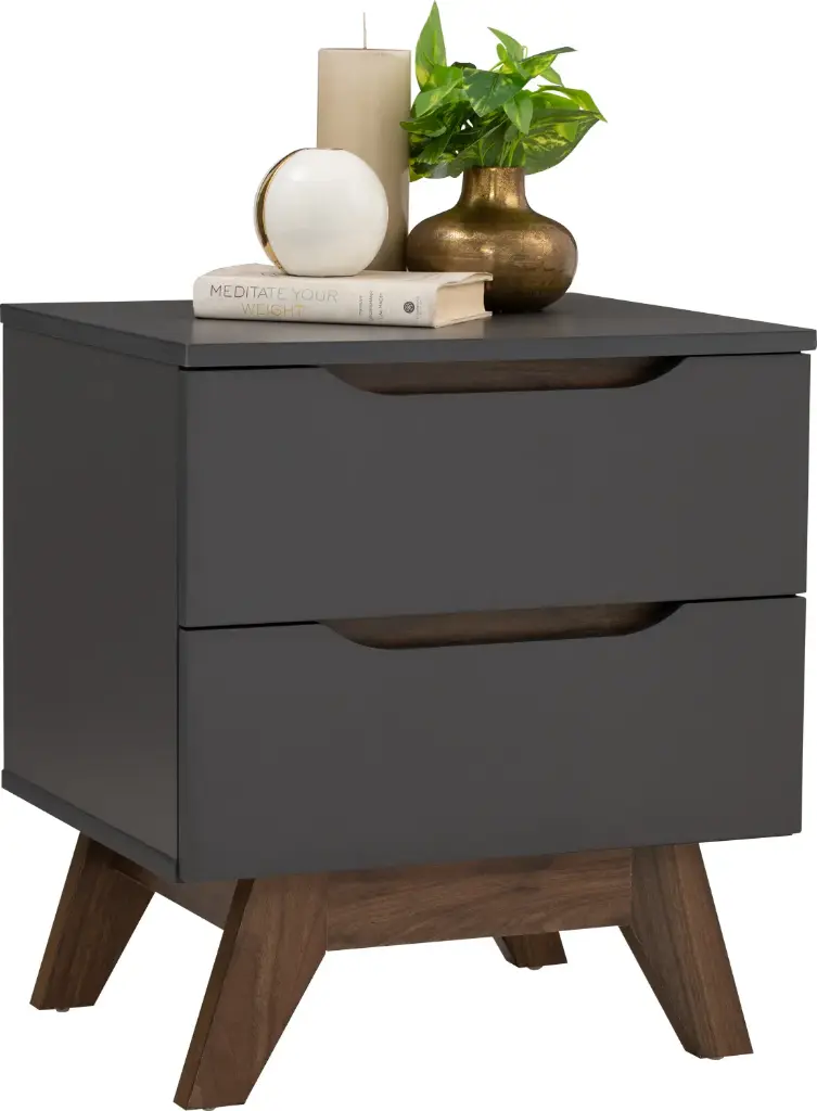 TABLE DE CHEVET 2 TIROIRS WALNUT BLACK