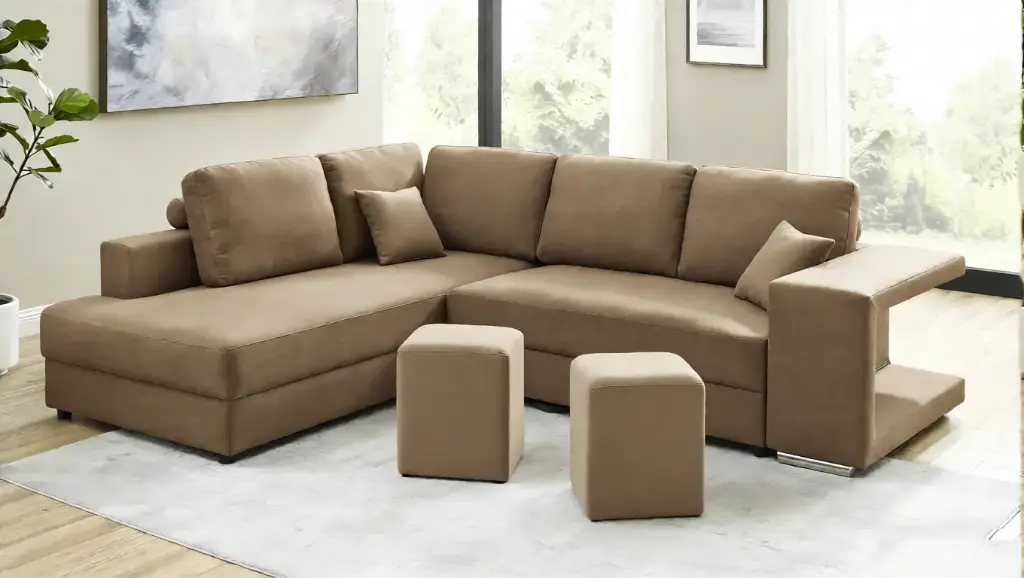 CANAPE LIT D'ANGLE KARINA COTE GAUCHE COULEUR SABLE