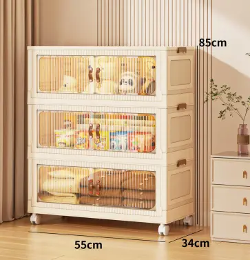 ETAGERE 3 NIVEAUX CREME/TRANSP 56X34X86CM