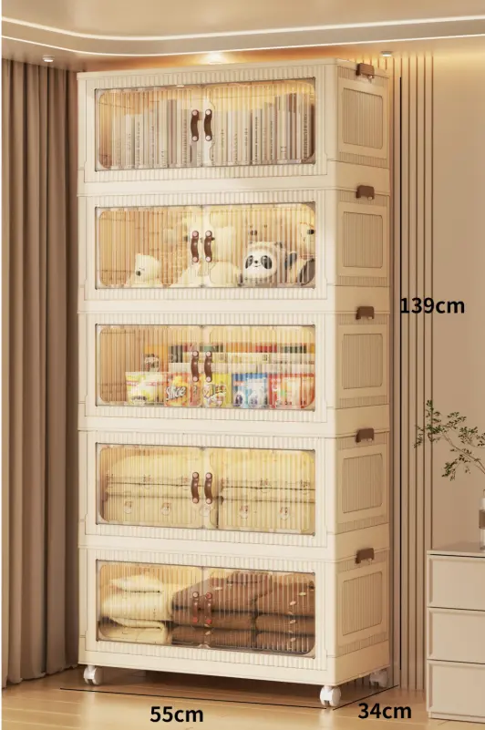 ETAGERE 5 NIVEAUX CREME/TRANSP 56X34X140