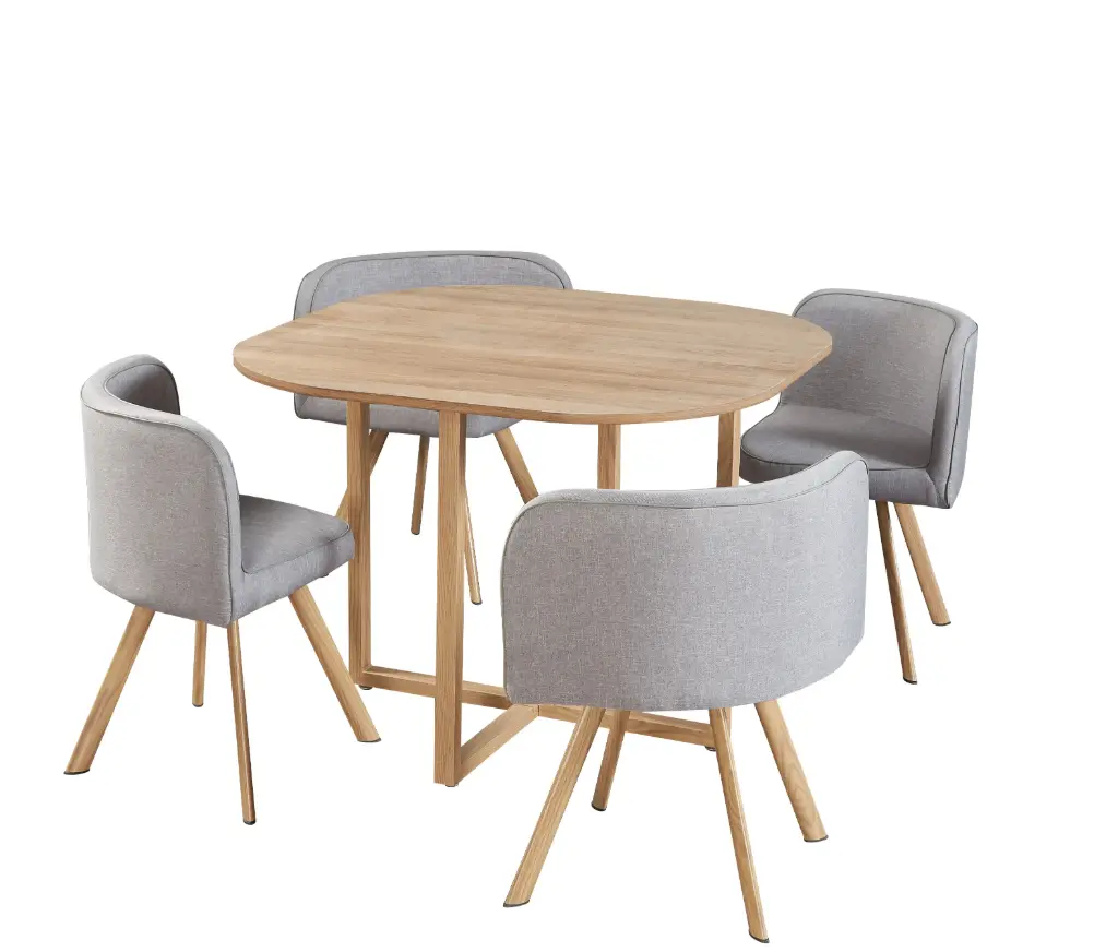 SALLE A MANGER 1 TABLE BOIS + 4 CHAISES GRIS