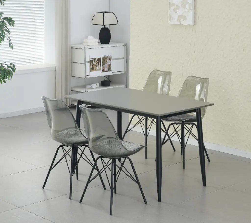 SALLE A MANGER 1 TABLE + 4 CHAISES GRIS PROMO RAMADAN