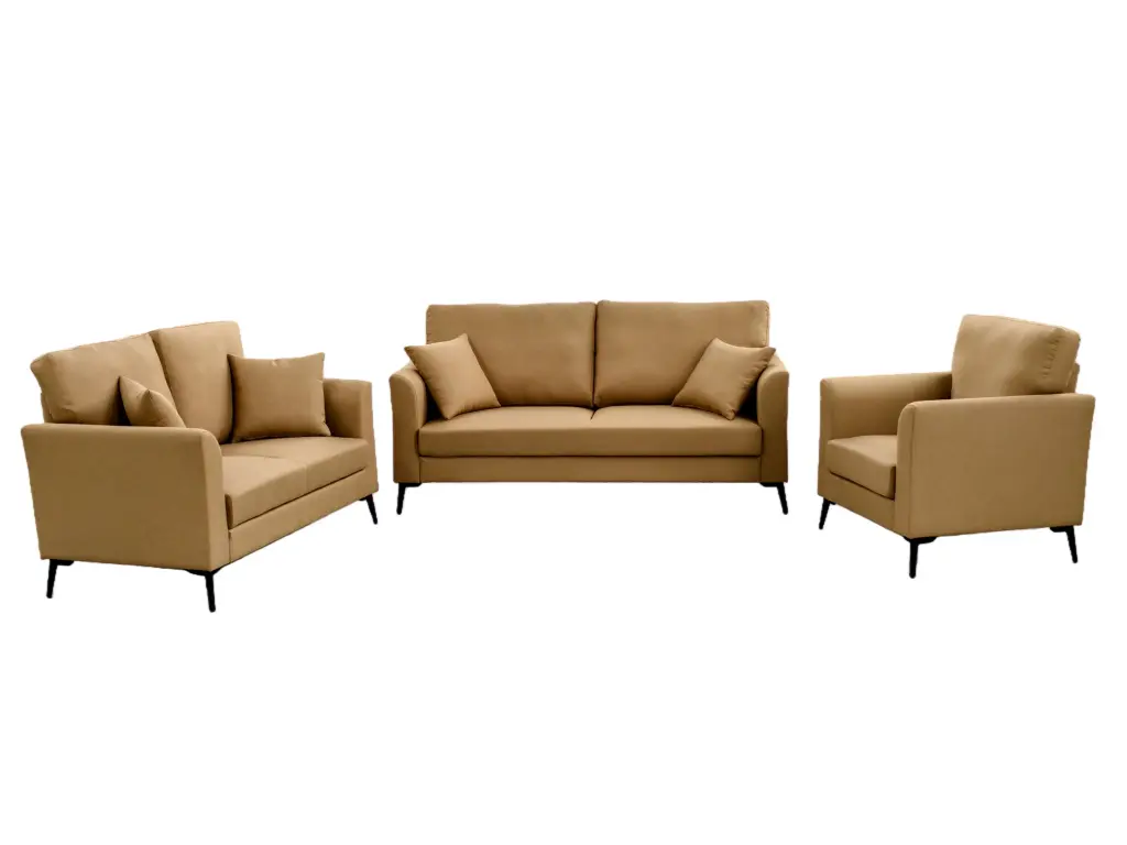 ENSEMBLE CANAPES 3+2+1 MARRON CLAIR