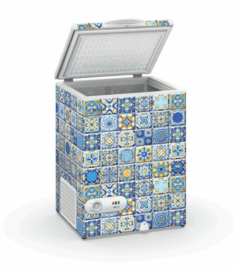 CONGELATEUR COFFRE OCEAN 105L SERIGRAPHIE CARREAUX PROMO (219€)