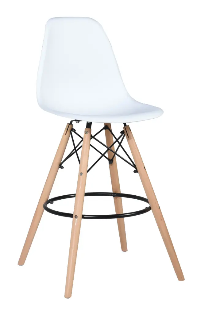 CHAISE DE BAR PIED BOIS BLANCHE