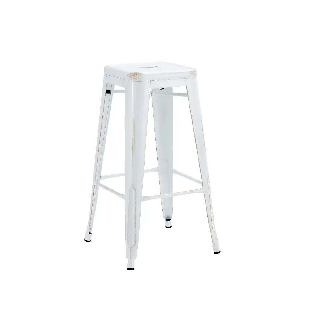 TABOURET METAL BLANC