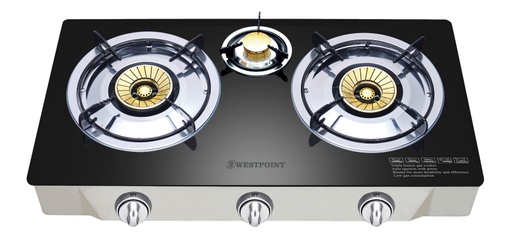 [WTIL3819GIGR] TABLE CUISSON GAZ VITRE 3 FEUX WESTPOINT