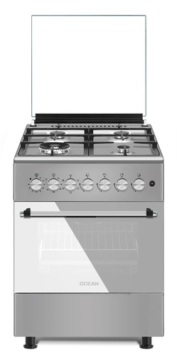 [OCMR6640-14ICCE] CUISINIERE 4 FEUX FOUR GAZ + FOUR ELECTRIQUE INOX OCEAN