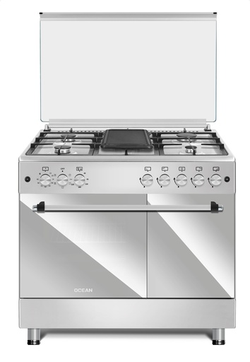 [OCMR9550-13ICCE] CUISINIERE 5 FEUX FOUR GAZ + FOUR ELECTRIQUE + CACHE BOUTEILLE GAZ INOX OCEAN