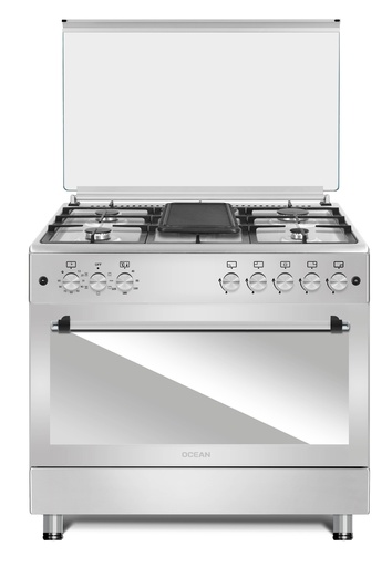 [OCMR9650-13ICCE] CUISINIERE 5 FEUX FOUR GAZ + FOUR ELECTRIQUE INOX 90X60