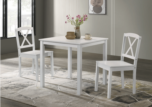[KF3001/8221+2] SALLE A MANGER BLANCHE TABLE 0.75M+ 2 CHAISES 