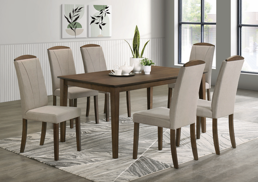 [KF3001/8222+6] SALLE A MANGER WALNUT TABLE 1.50M + 6 CHAISES