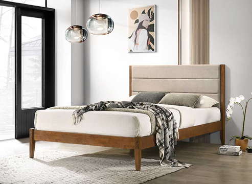 [KF1226/160] LIT DOUBLE BOIS LIGHT BROWN 160X200 + LATTES 