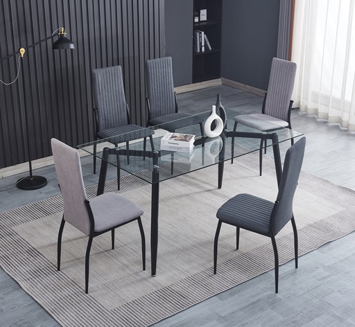 [MILOS] SALLE A MANGER VITREE MILOS 1 TABLE + 6 CHAISES