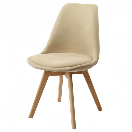[C02-4BEI] CHAISE BEIGE PIEDS BOIS