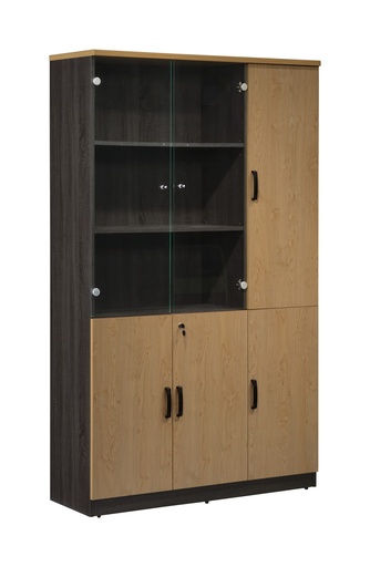 [MP3/12042REO/G] ARMOIRE DE BUREAU 2PORTES VITREES + 1PORTE BOIS 1200*420*2035