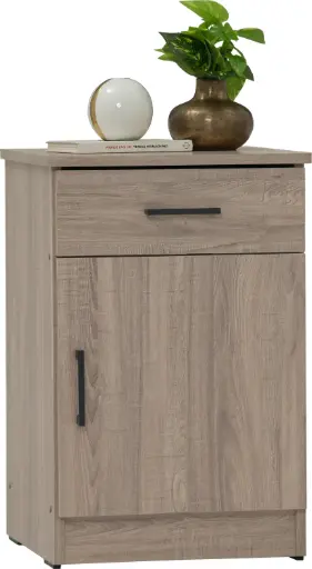 [151060] MEUBLE DE CHEVET 1 PORTE 1 TIROIR CHENE FONCE