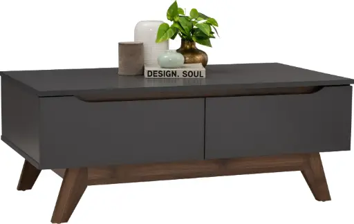 [133114] TABLE BASSE 2 TIROIRS NOIR