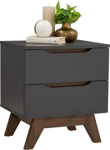 [131121] TABLE DE CHEVET 2 TIROIRS WALNUT BLACK