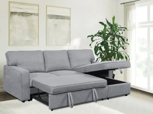 [BONO/83MIST] CANAPE LIT D'ANGLE BONO CONVERTIBLE MISTY GRIS CLAIR