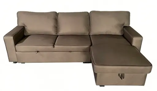 [BONO/28DBRO] CANAPE LIT D'ANGLE BONO CONVERTIBLE DARL BROWN MARRON FONCE