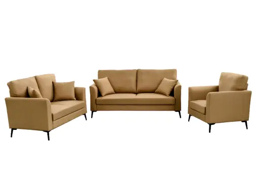 [LV4533-LBR] ENSEMBLE CANAPES 3+2+1 MARRON CLAIR