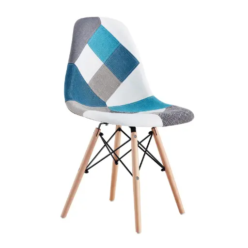[C01-3BLW] CHAISE PIED METAL BLEU/BLANC