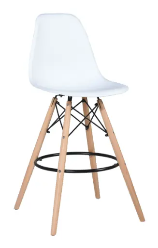 [B06WHITE] CHAISE DE BAR PIED BOIS BLANCHE 